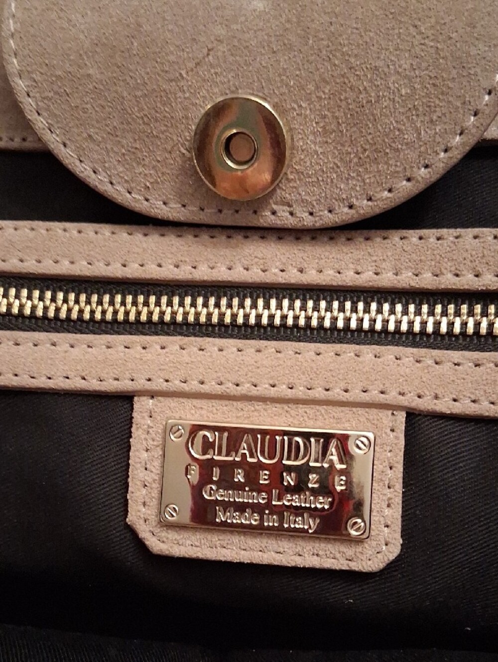 Taupe Suede Structured Satchel Handbag - Picture 2 of 7